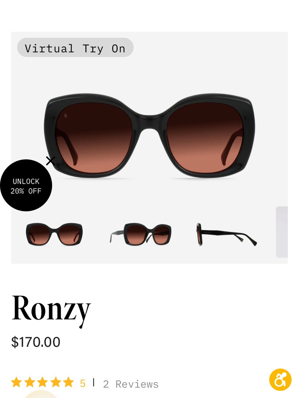 RAEN Ronzy Black Frame with Brown Gradient Lenses- like new
